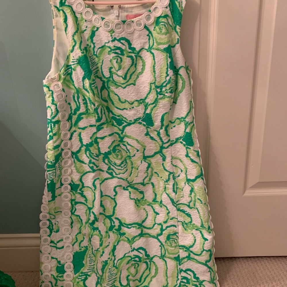 Green and white lily dress